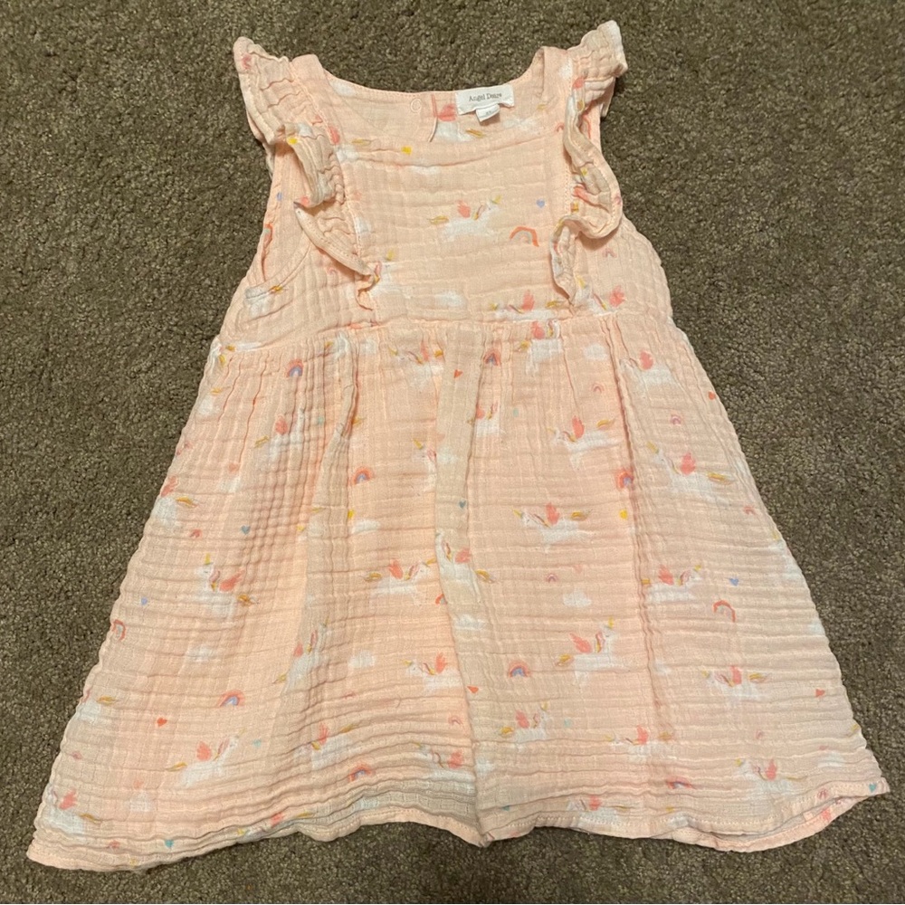 Peach Kids Dress with Ruffle Sleeves